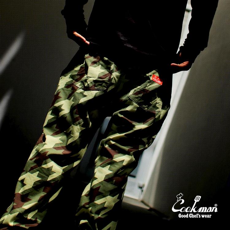 COOKMAN（クックマン） Chef Pants Chidori Camo Green シェフパンツ