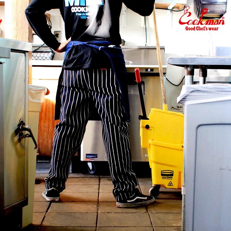 COOKMAN（クックマン） Chef Pants Duck Canvas Stripe Black シェフ