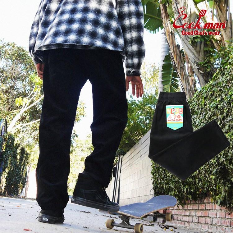 COOKMAN（クックマン） Chef Pants Semiwide Corduroy Black シェフ 