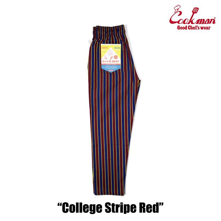 COOKMAN（クックマン） シェフパンツ Chef Pants College Stripe Red