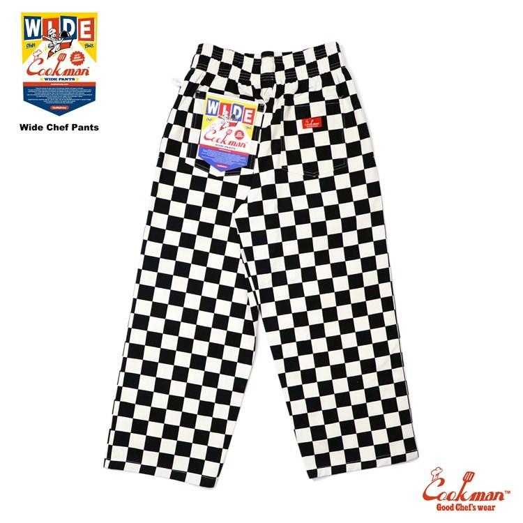 COOKMAN（クックマン） Wide Chef Pants Checker Black ワイド シェフ