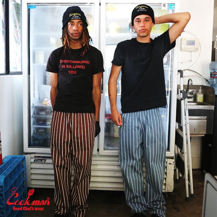 COOKMAN（クックマン） Chef Pants Stripe Malibu Blue シェフパンツ
