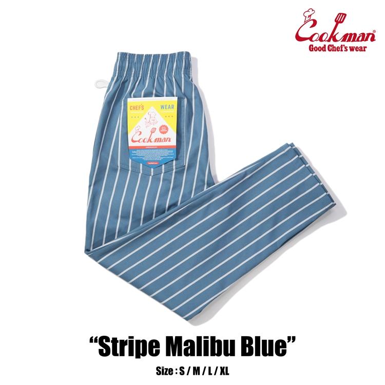 COOKMAN（クックマン） Chef Pants Stripe Malibu Blue シェフパンツ
