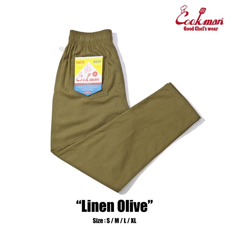 COOKMAN（クックマン） Chef Pants Linen Olive シェフパンツ リネン