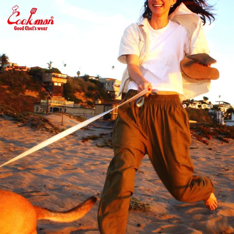 COOKMAN（クックマン） Chef Pants Linen Olive シェフパンツ リネン