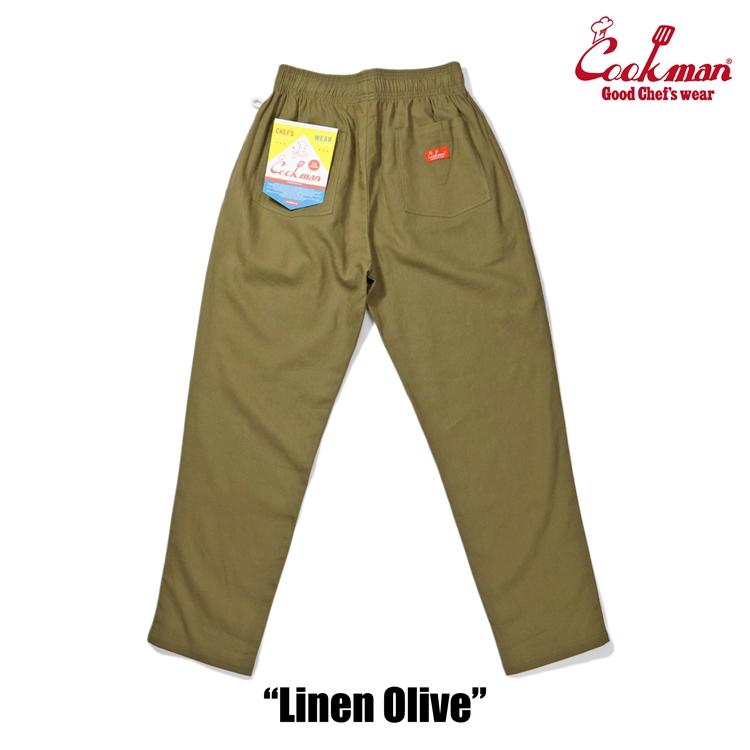 COOKMAN（クックマン） Chef Pants Linen Olive シェフパンツ リネン