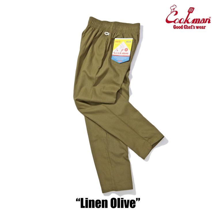 COOKMAN（クックマン） Chef Pants Linen Olive シェフパンツ リネン