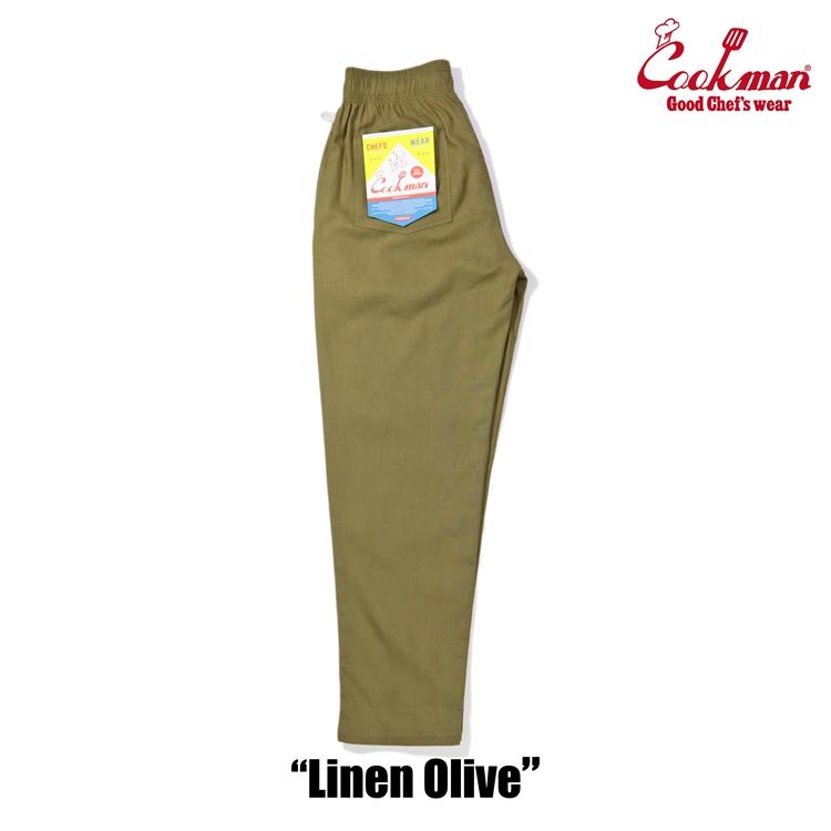 COOKMAN（クックマン） Chef Pants Linen Olive シェフパンツ リネン