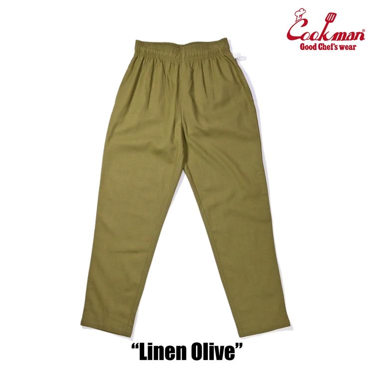 COOKMAN（クックマン） Chef Pants Linen Olive シェフパンツ リネン