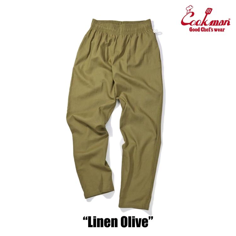 COOKMAN（クックマン） Chef Pants Linen Olive シェフパンツ リネン