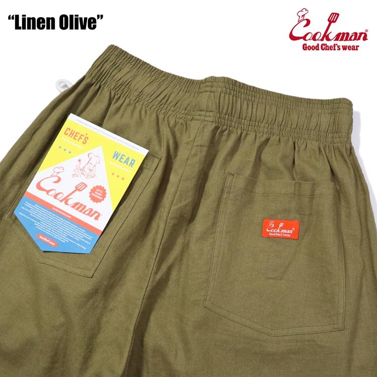 COOKMAN（クックマン） Chef Pants Linen Olive シェフパンツ リネン