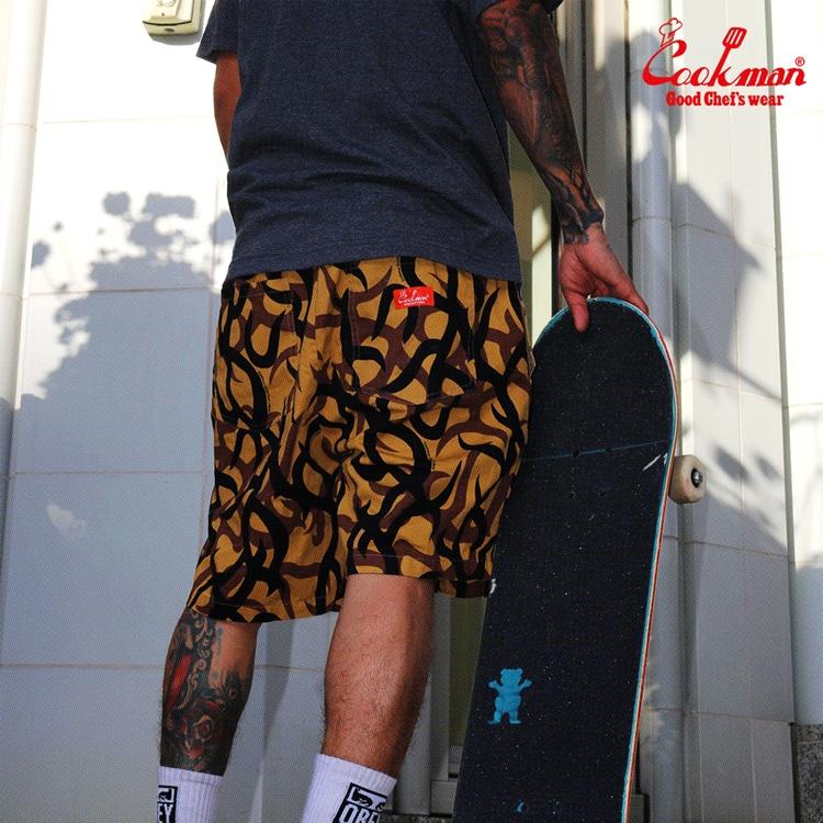 COOKMAN（クックマン） Chef Pants Short Tribal Camo Beige シェフ