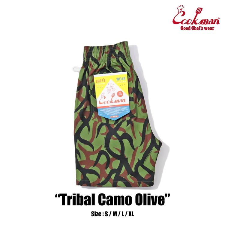 COOKMAN（クックマン） Chef Pants Short Tribal Camo Olive シェフ