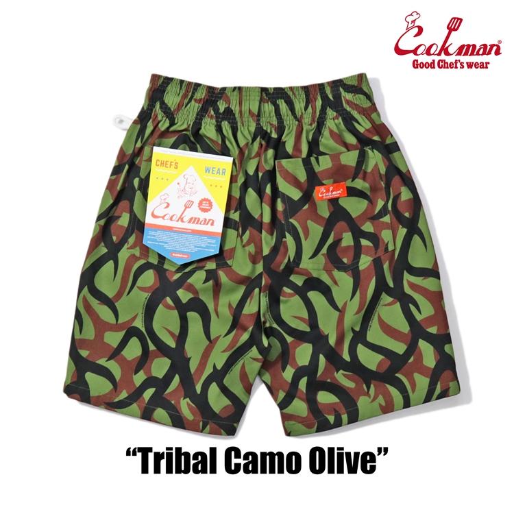 COOKMAN（クックマン） Chef Pants Short Tribal Camo Olive シェフ