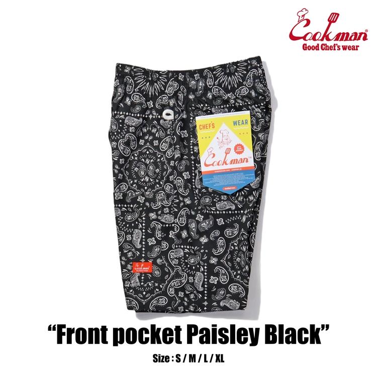 COOKMAN（クックマン） Chef Pants Short Front pocket Paisley Black