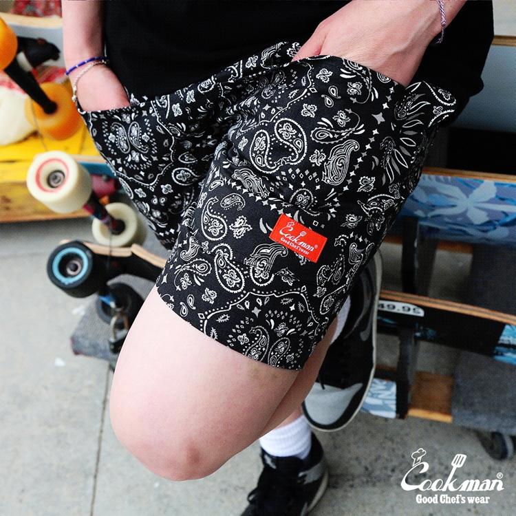COOKMAN（クックマン） Chef Pants Short Front pocket Paisley Black