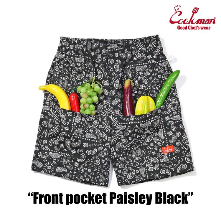 COOKMAN（クックマン） Chef Pants Short Front pocket Paisley Black