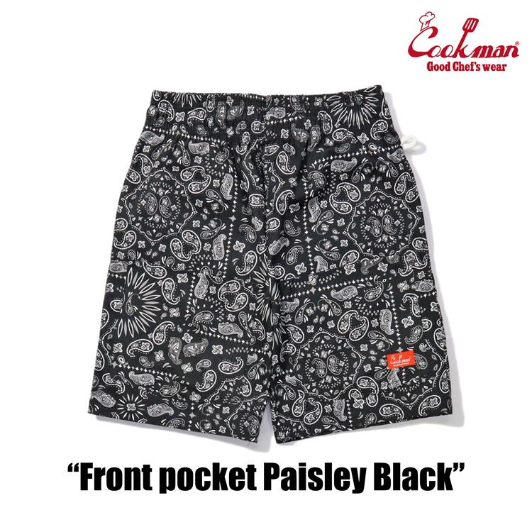COOKMAN（クックマン） Chef Pants Short Front pocket Paisley Black
