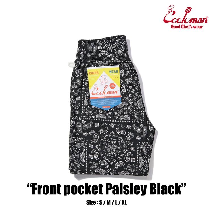 COOKMAN（クックマン） Chef Pants Short Front pocket Paisley Black