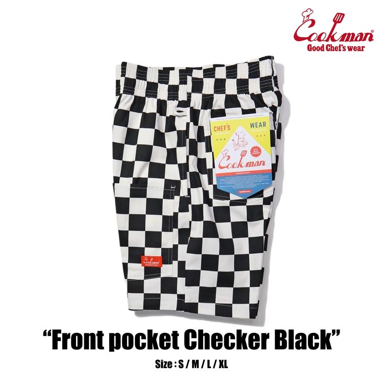 COOKMAN（クックマン） Chef Pants Short Front pocket Checker Black