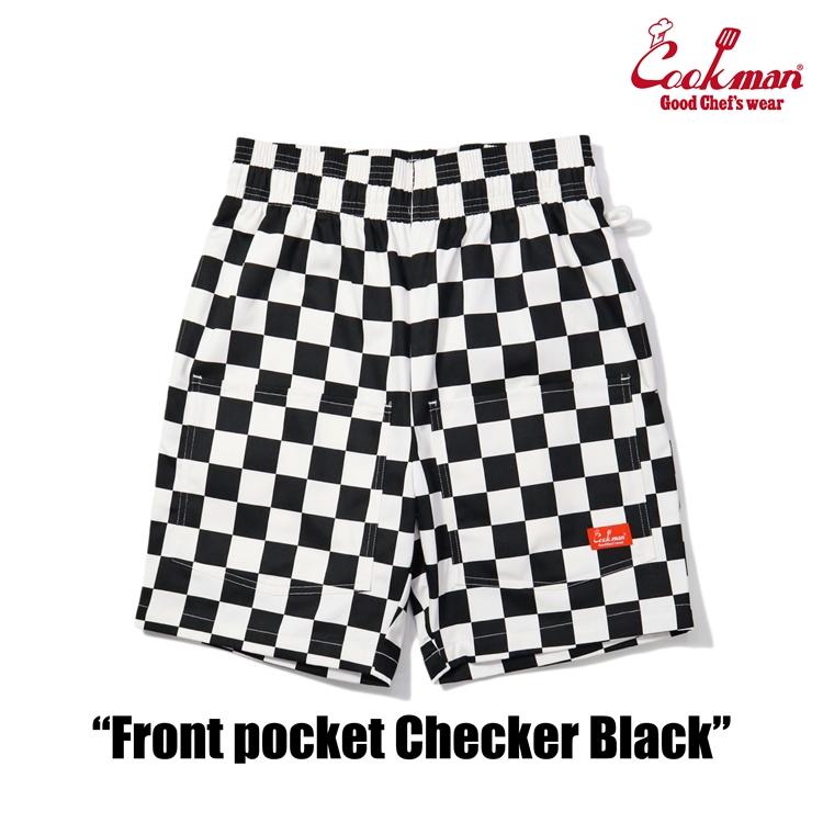 COOKMAN（クックマン） Chef Pants Short Front pocket Checker Black