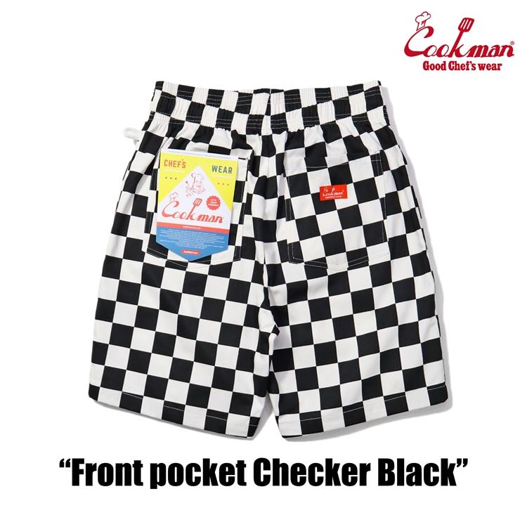 COOKMAN（クックマン） Chef Pants Short Front pocket Checker Black