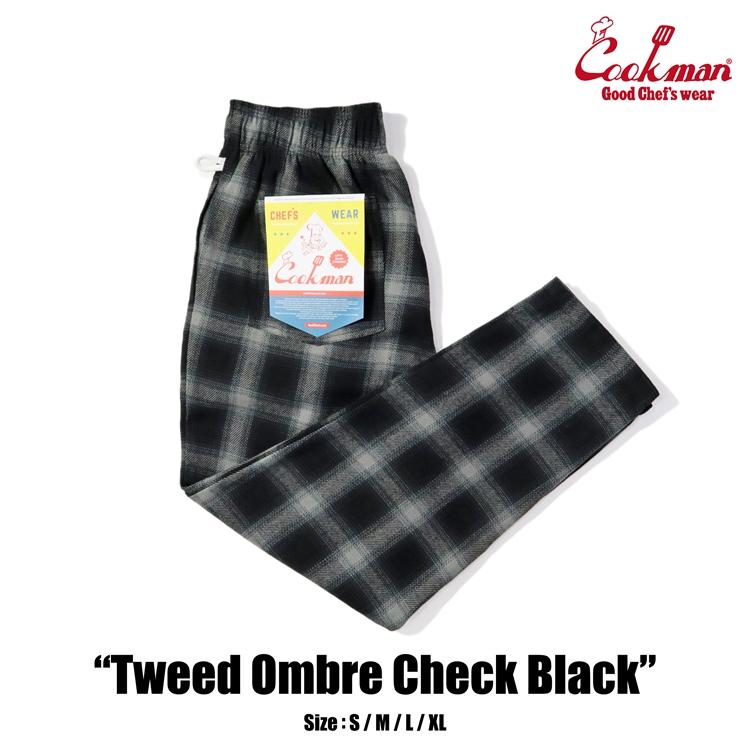 COOKMAN（クックマン） Chef Pants Tweed Ombre Check Black シェフ