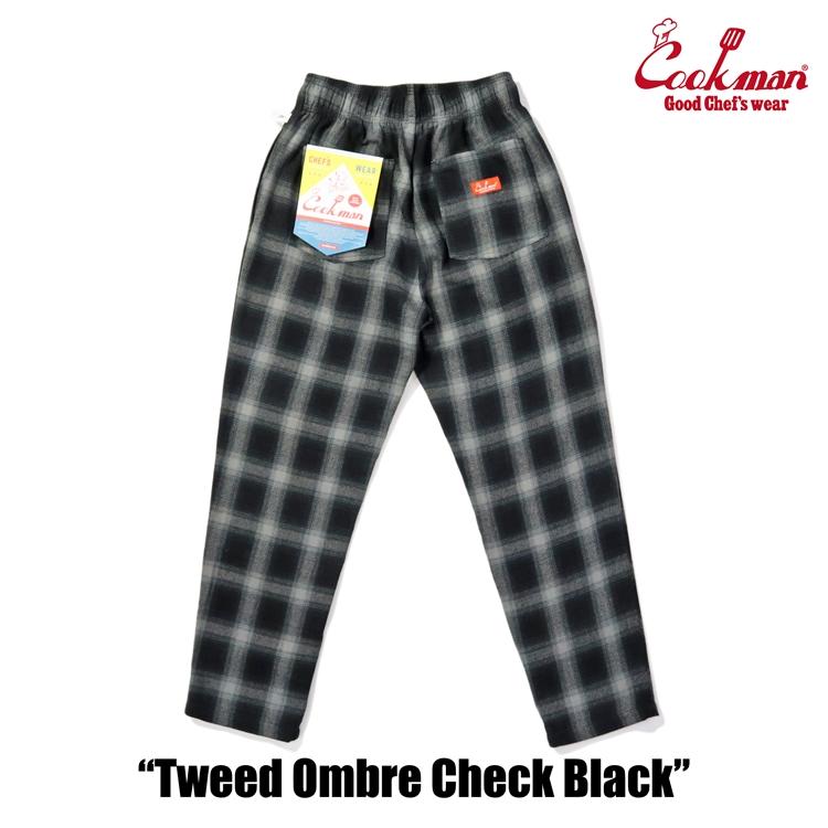 COOKMAN（クックマン） Chef Pants Tweed Ombre Check Black シェフ