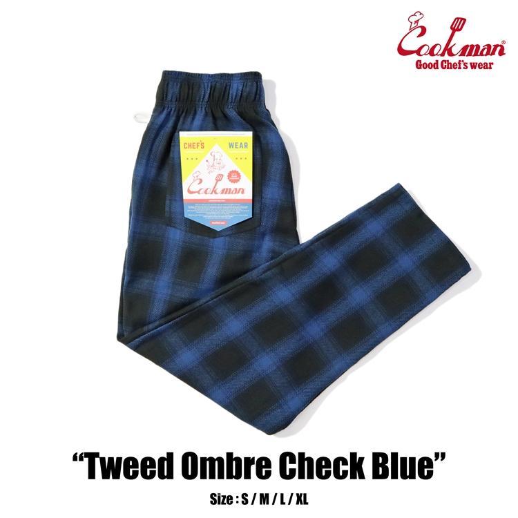 COOKMAN（クックマン） Chef Pants Tweed Ombre Check Blue シェフ