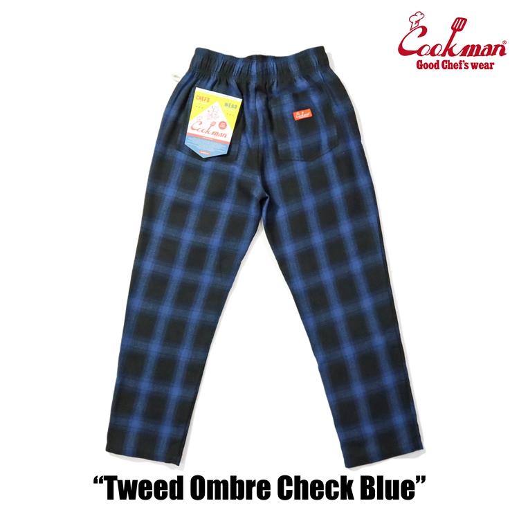 COOKMAN（クックマン） Chef Pants Tweed Ombre Check Blue シェフ