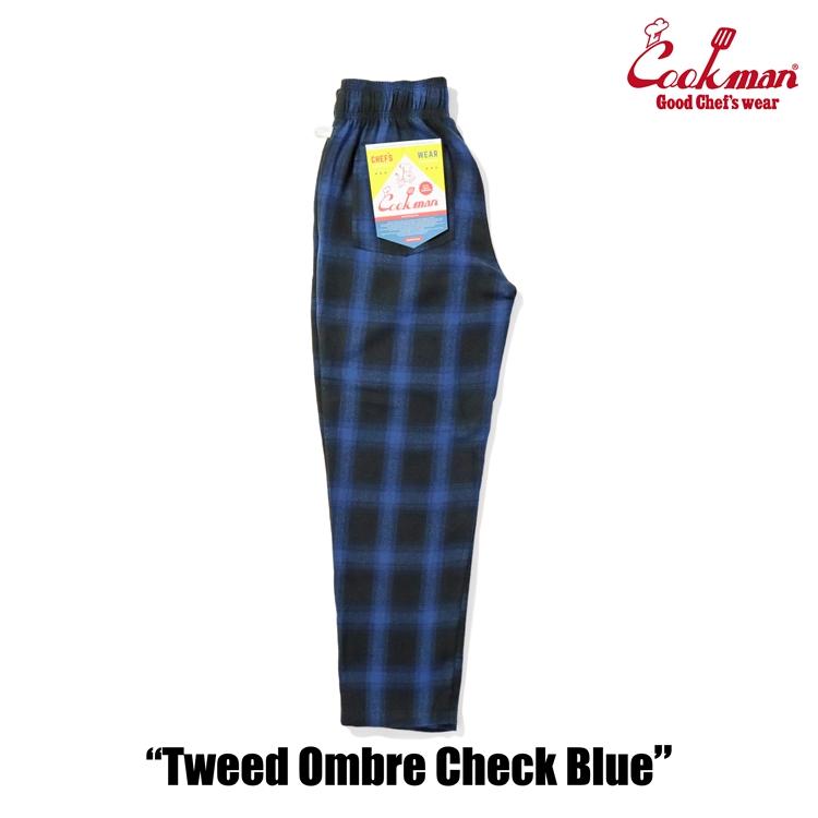 COOKMAN（クックマン） Chef Pants Tweed Ombre Check Blue シェフ