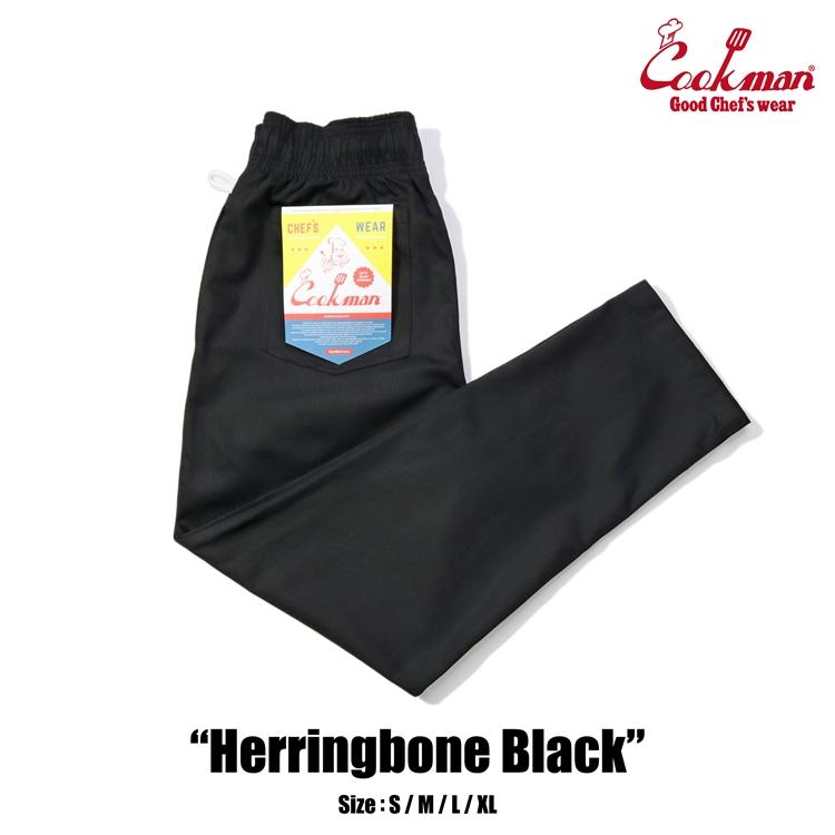 COOKMAN（クックマン） Chef Pants Herringbone Black シェフパンツ