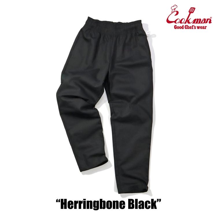 COOKMAN（クックマン） Chef Pants Herringbone Black シェフパンツ
