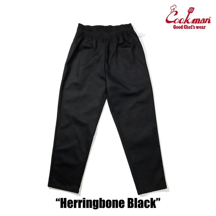 COOKMAN クックマン Chef Pants Herringbone Black シェフパンツ