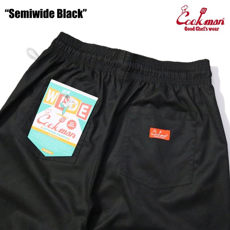 COOKMAN（クックマン） Chef Pants Semiwide Black シェフパンツ