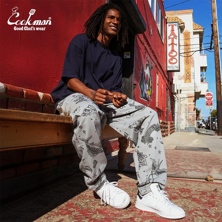 COOKMAN（クックマン） Chef Pants Old Tattoo Gray シェフパンツ