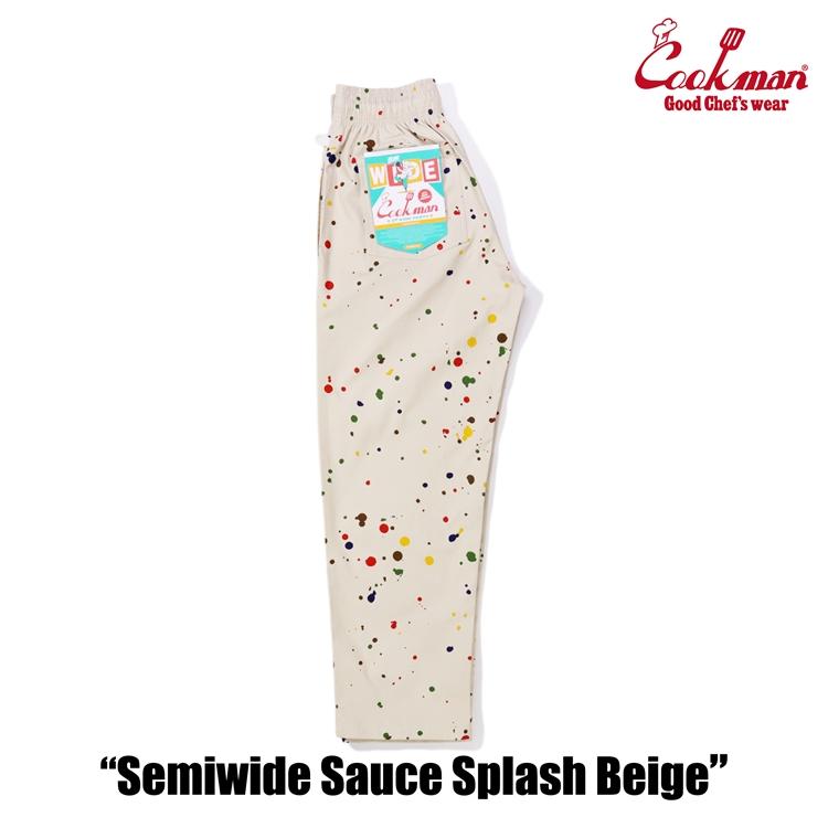 COOKMAN クックマン Chef Pants Semiwide Sauce Splash Beige COOKMAN クックマン Chef Pants Semiwide Sauce Splash Beige