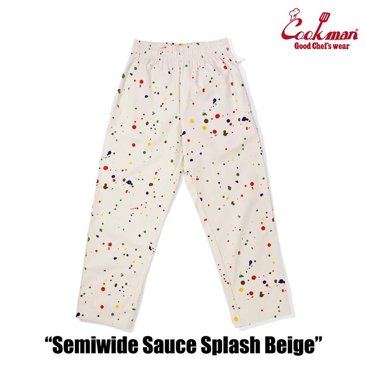COOKMAN クックマン Chef Pants Semiwide Sauce Splash Beige COOKMAN クックマン Chef Pants Semiwide Sauce Splash Beige