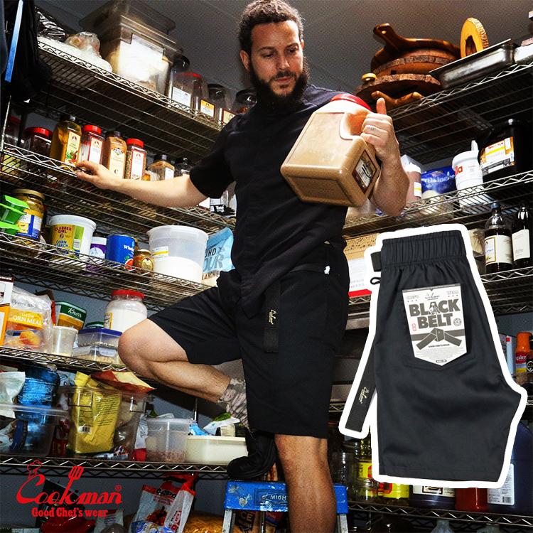COOKMAN（クックマン） Chef Pants Short Black Belt Black シェフ