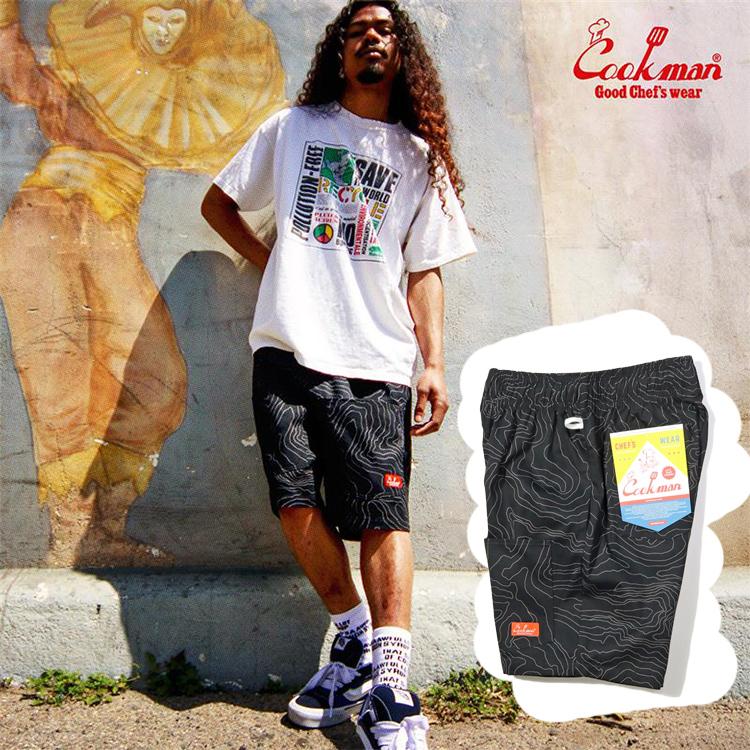 COOKMAN（クックマン） Chef Pants Short Front Pocket Big Bear Black