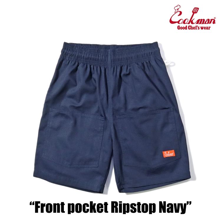 COOKMAN（クックマン） Chef Pants Short Front Pocket Ripstop Navy