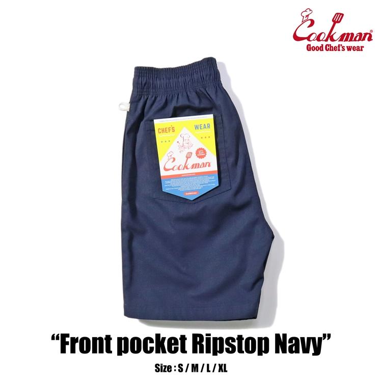 COOKMAN（クックマン） Chef Pants Short Front Pocket Ripstop Navy