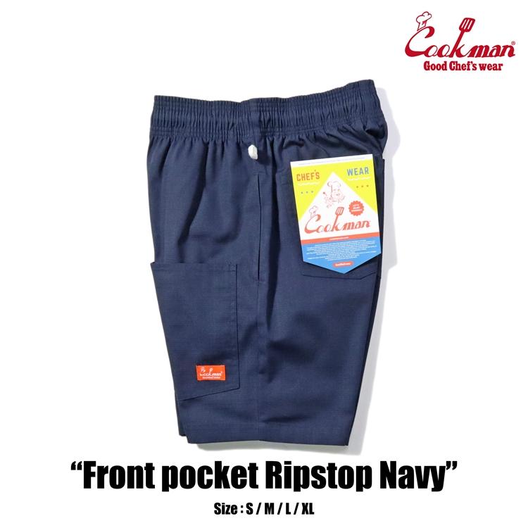 COOKMAN（クックマン） Chef Pants Short Front Pocket Ripstop Navy