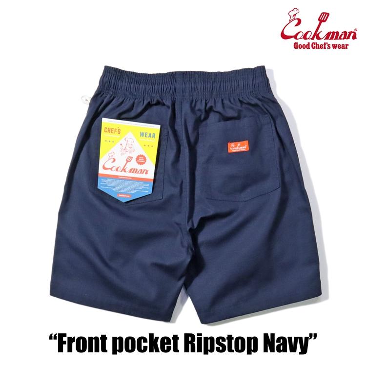 COOKMAN（クックマン） Chef Pants Short Front Pocket Ripstop Navy