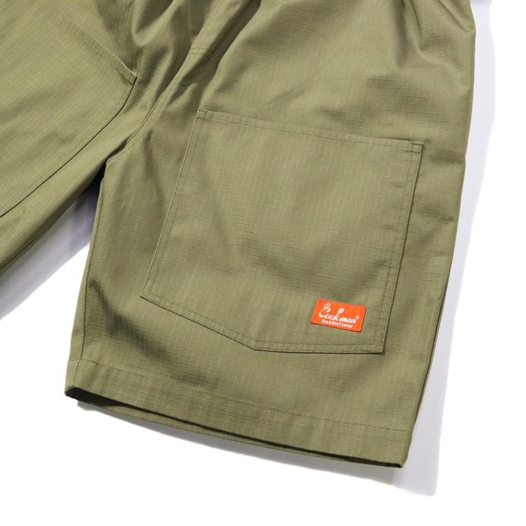 COOKMAN（クックマン） Chef Pants Short Front Pocket Ripstop Olive
