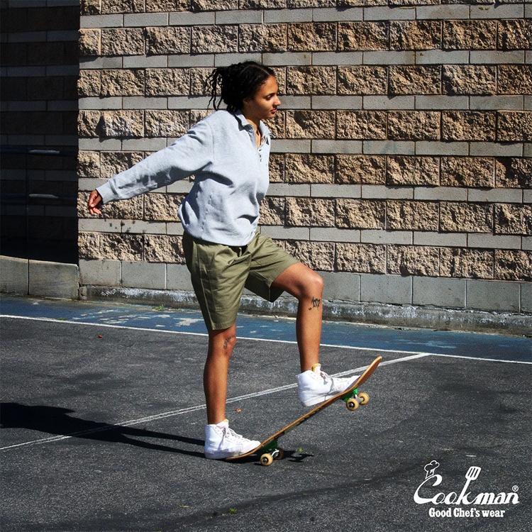 COOKMAN（クックマン） Chef Pants Short Front Pocket Ripstop Olive
