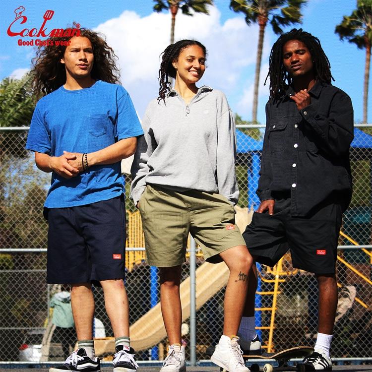 COOKMAN（クックマン） Chef Pants Short Front Pocket Ripstop Olive