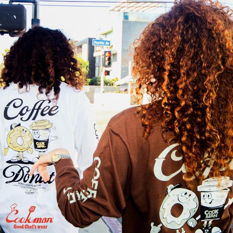 COOKMAN（クックマン） Coffee & Donut ロングスリーブ Tシャツ カフェ