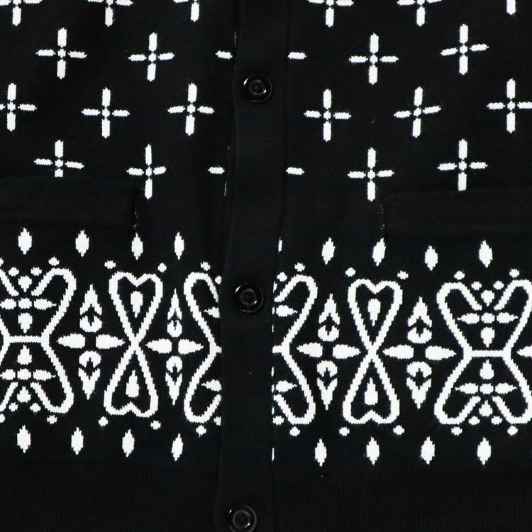 COOKMAN（クックマン） Knitted Cardigan Bandanna Cross Black ニット