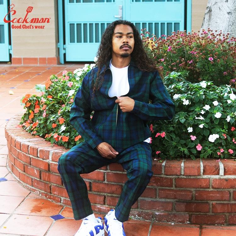 marqleen ビブパンツ　ブラック COOKMAN（クックマン） Woven Black Watch Check シェフパンツ